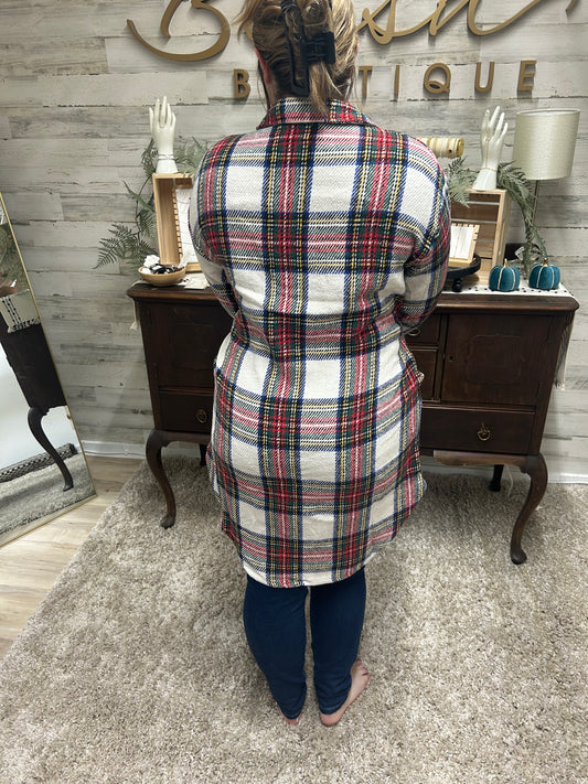 Holiday Plaid Longline Flannel Shacket