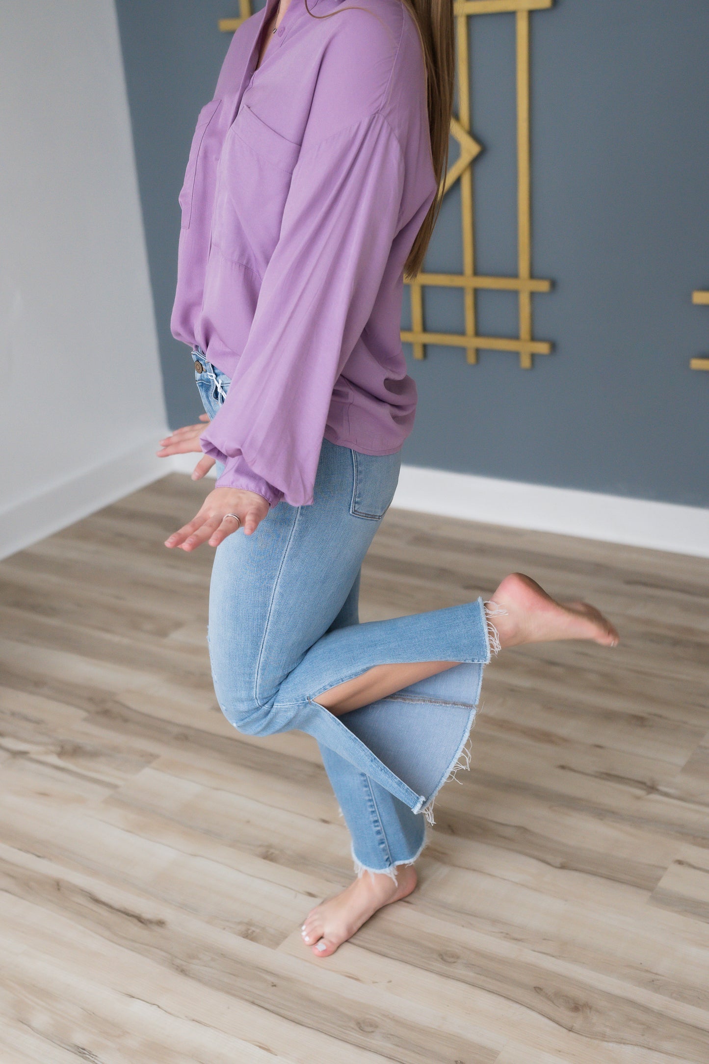 Button Down Blouse - Lavender