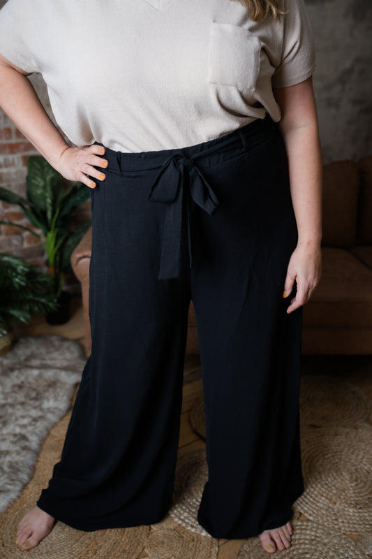 Flowy Black Pants with Tie