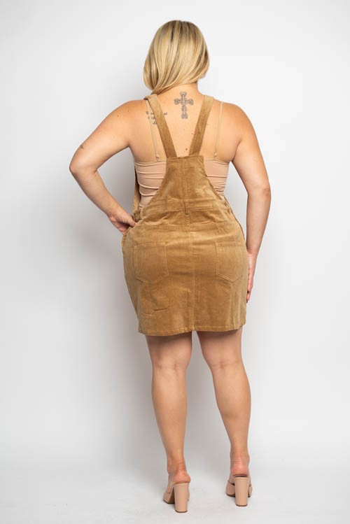 PLUS SIZE CORDUROY MINI SKIRT OVERALLS