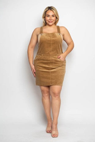 PLUS SIZE CORDUROY MINI SKIRT OVERALLS