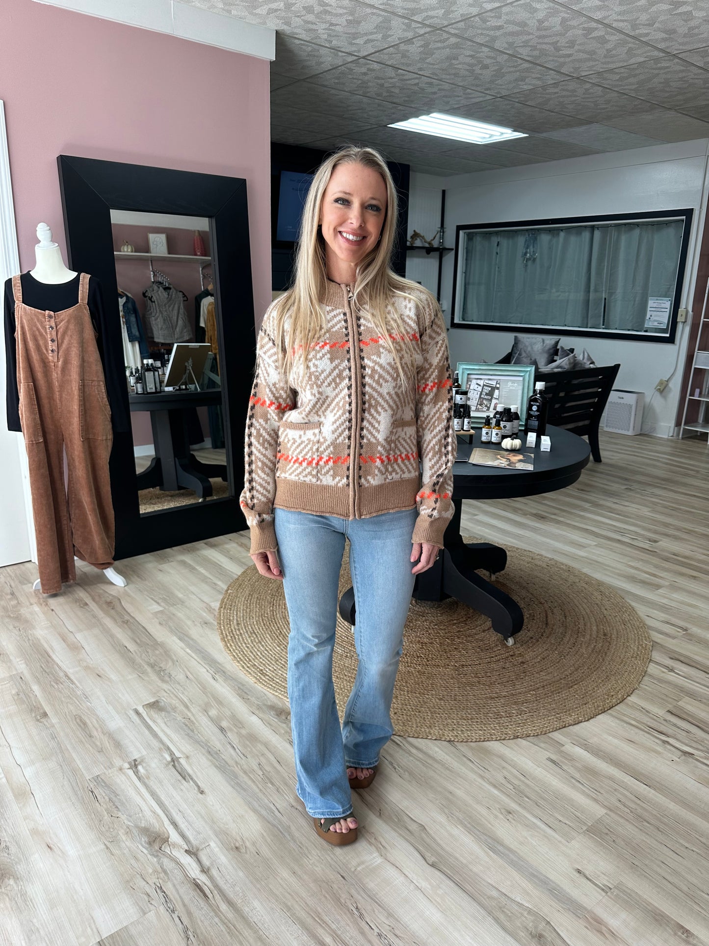 Zippered Front Cardigan Jacket