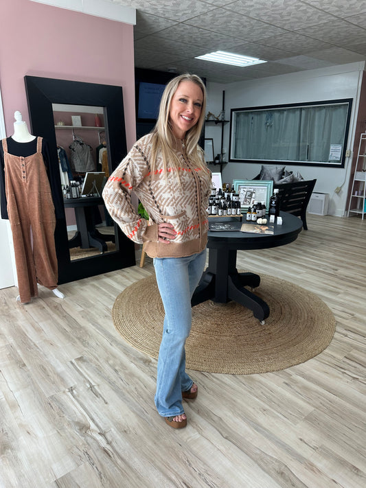 Zippered Front Cardigan Jacket