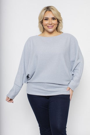 Plus Size Glitter Long Sleeve Sweater Top