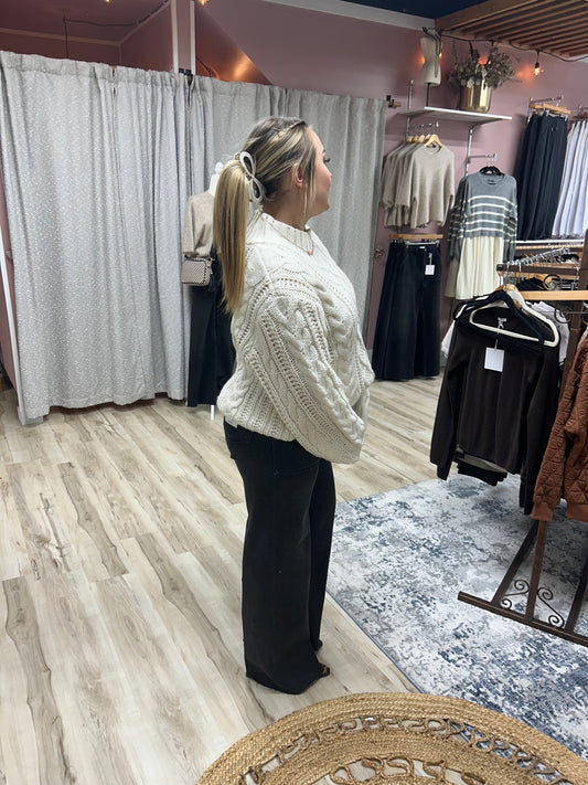 7 Diamonds - Timeless Chunky Knit Sweater - Mock Neck