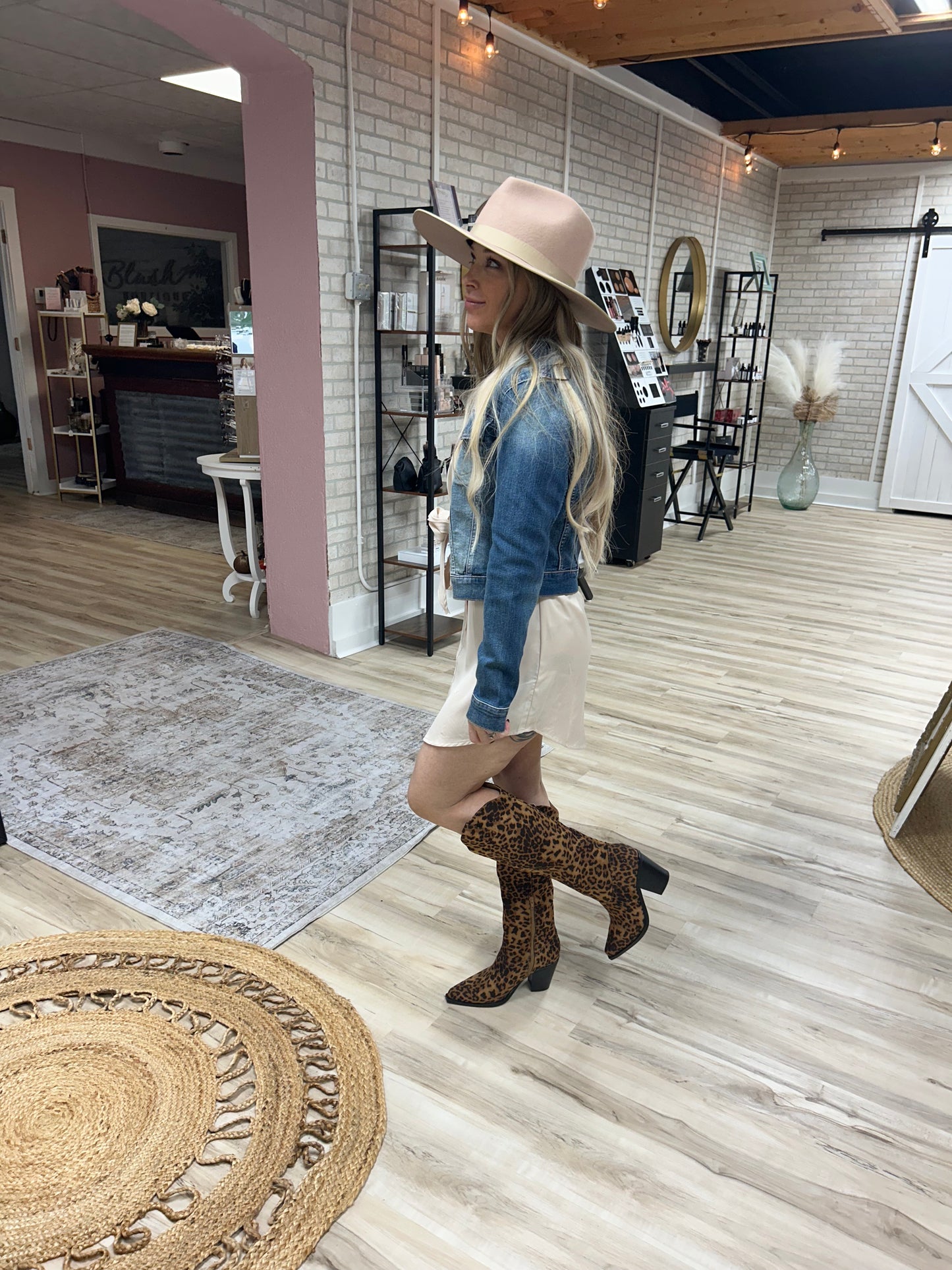 Blush Wide-Brim Fedora Hat