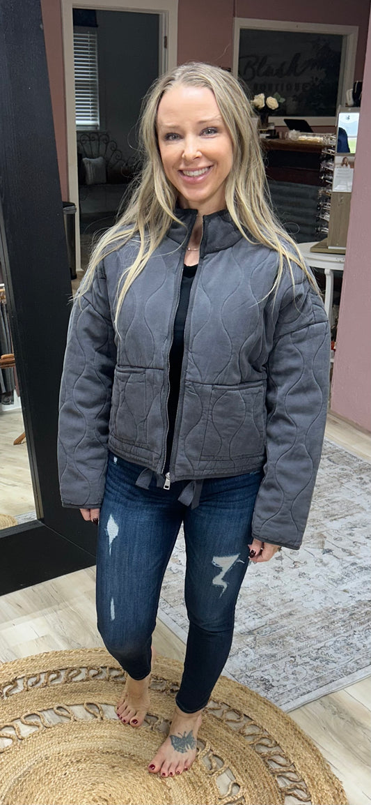 7 Diamonds Quilted Jacket – Washed Charcoal