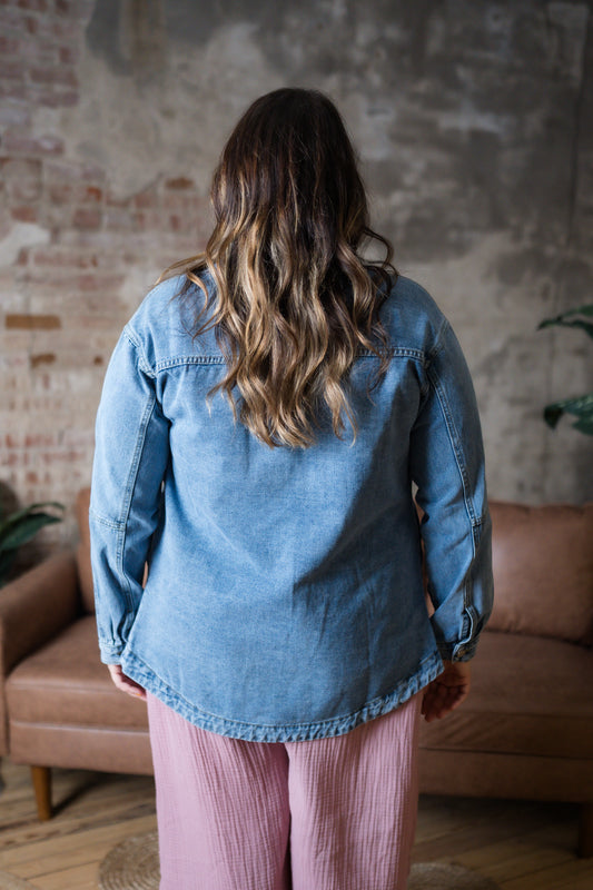 Plus Size Denim Shacket