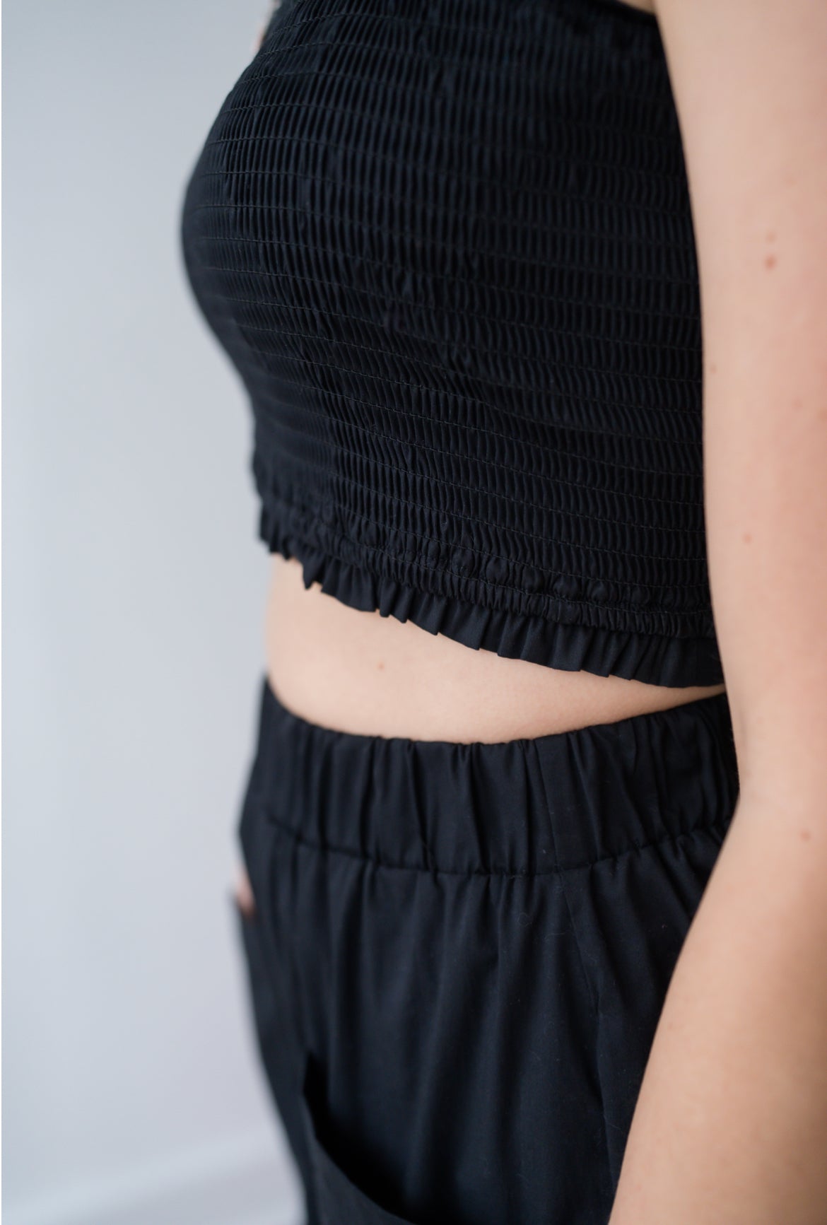 Smocked Top with Pocketed Pant Set