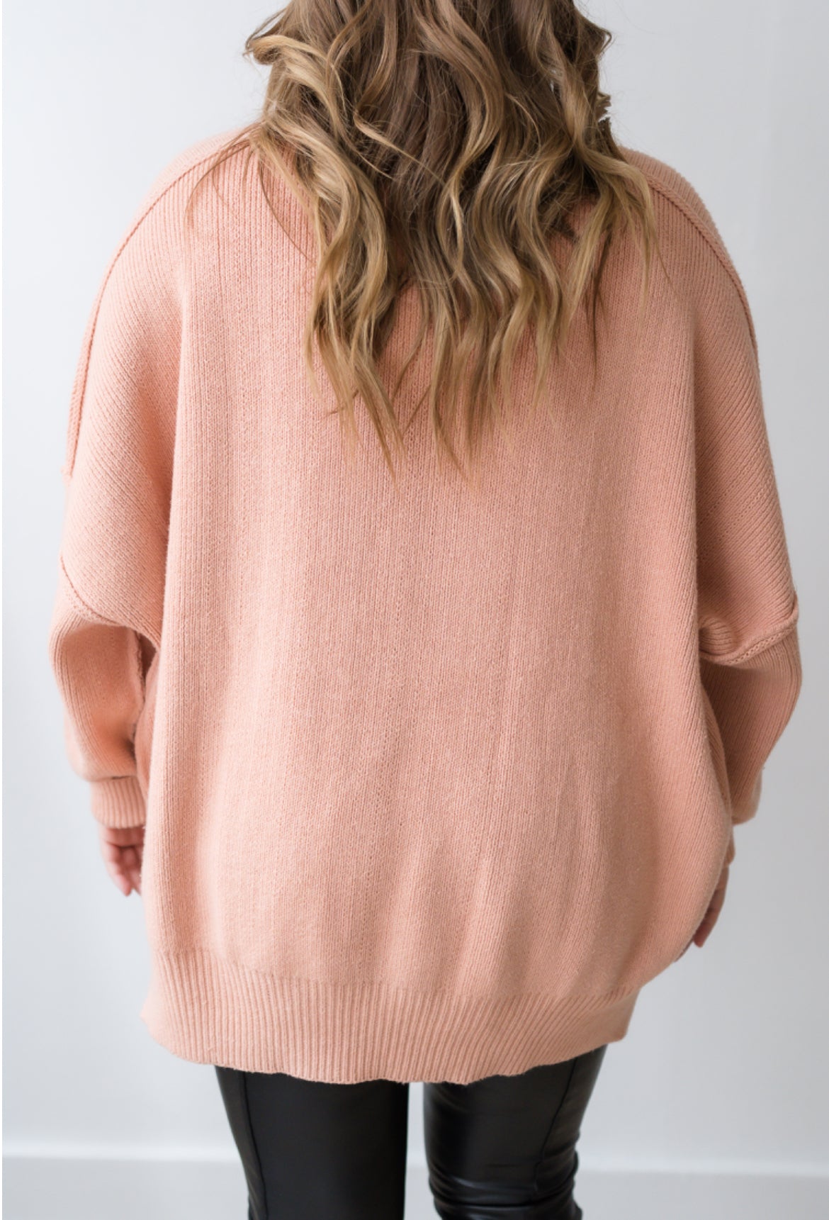 Oversized Side Slit Crew Neck Sweater