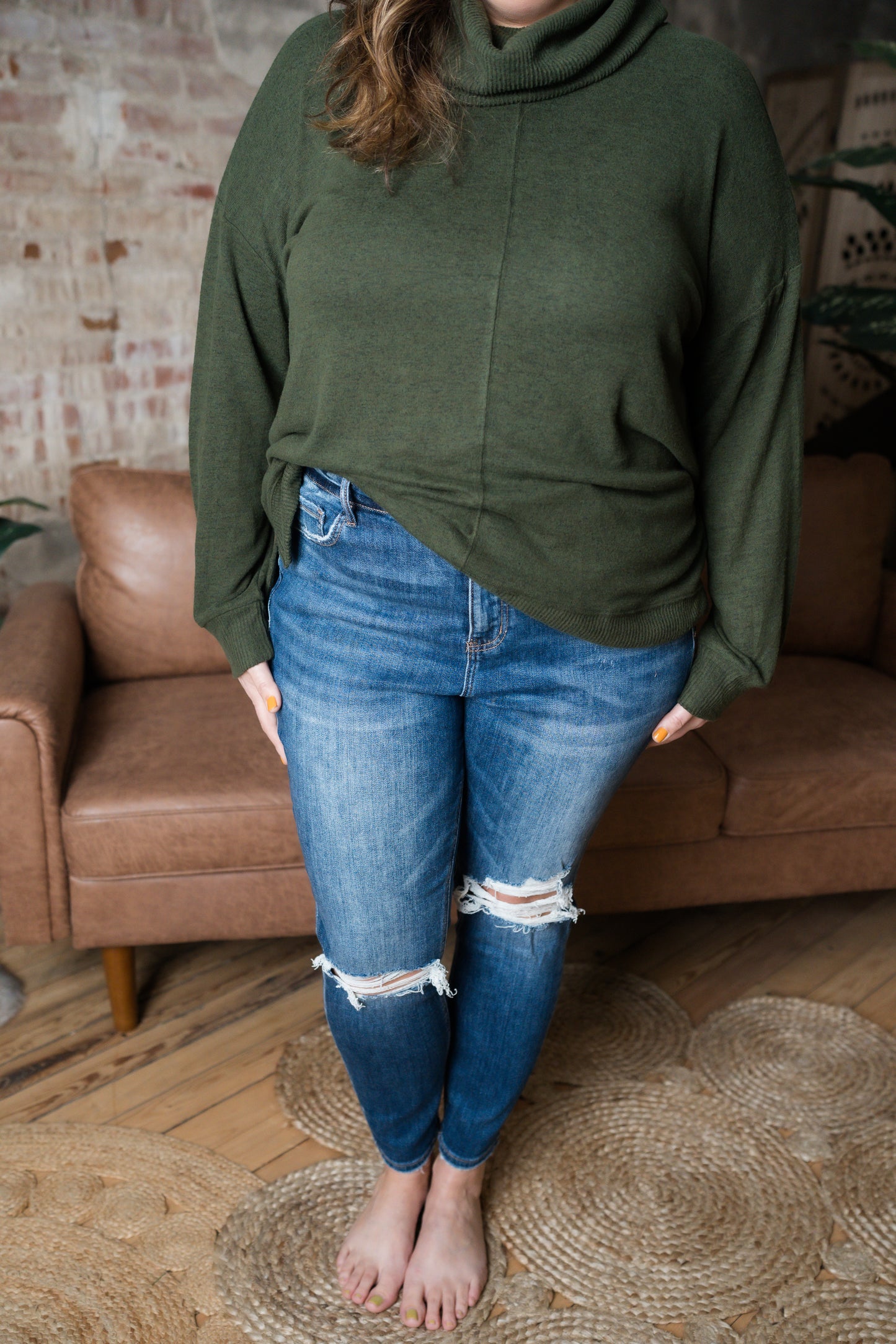 Plus Size Cowl Neck Sweater Top