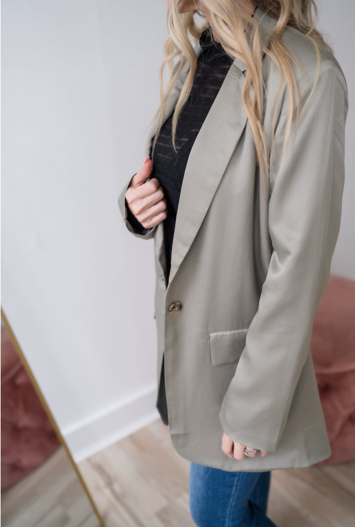 Satin Blazer - Olive or Tan