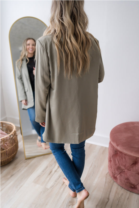 Satin Blazer - Olive or Tan