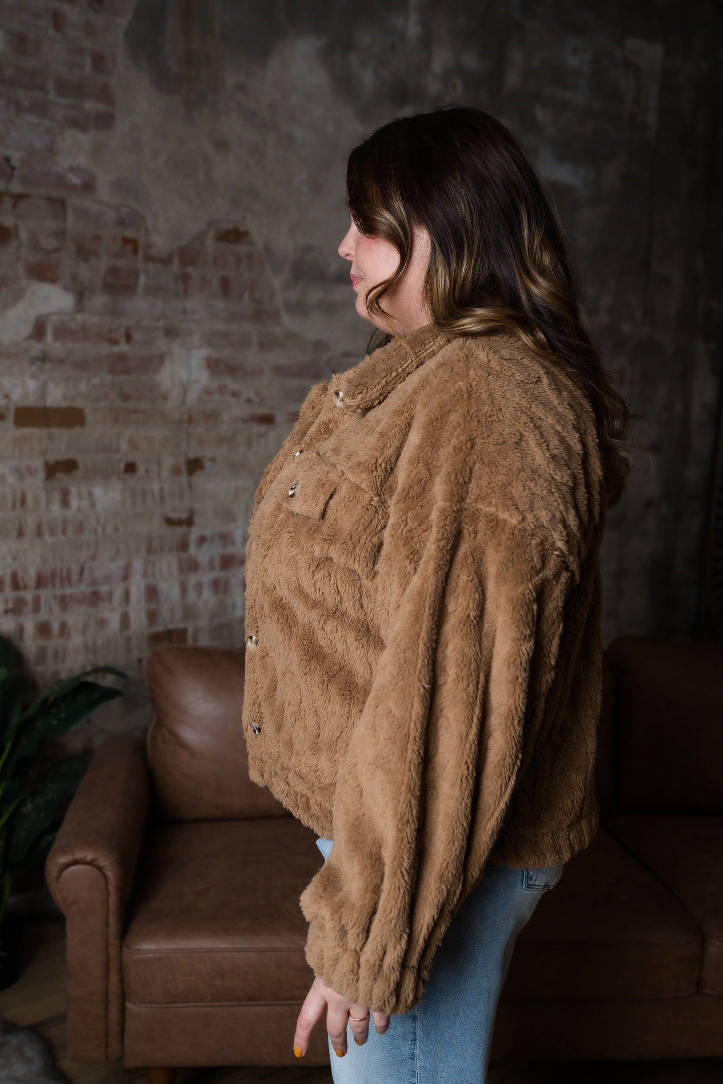 Plus Size Faux Fur Jacket