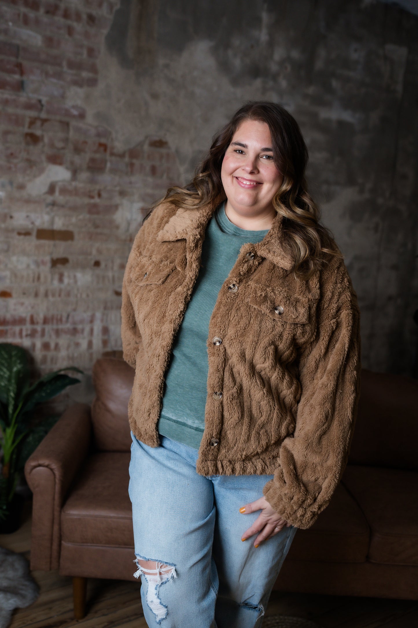 Plus Size Faux Fur Jacket