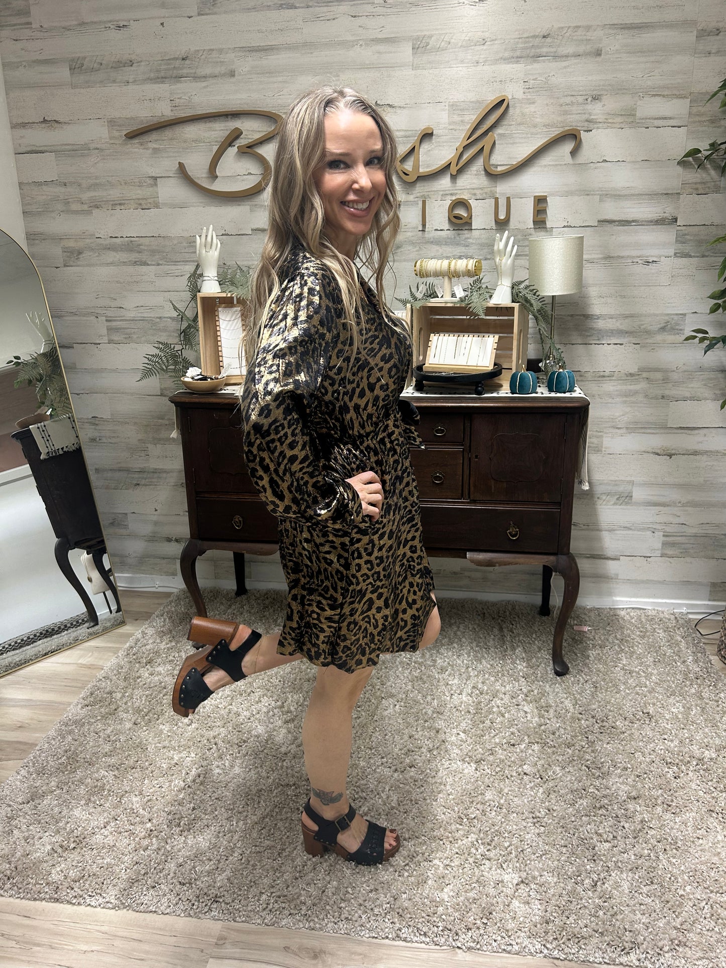 Golden Hour Leopard Wrap Dress