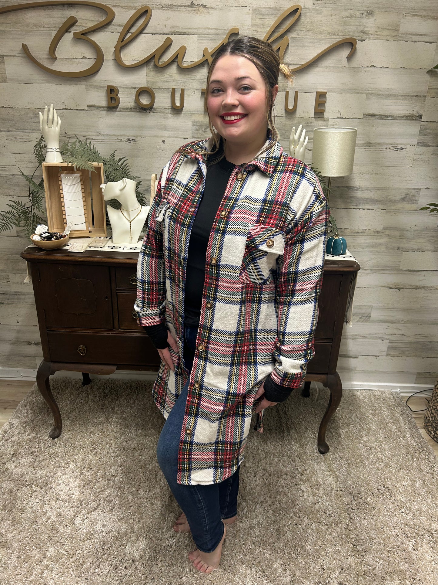 Holiday Plaid Longline Flannel Shacket