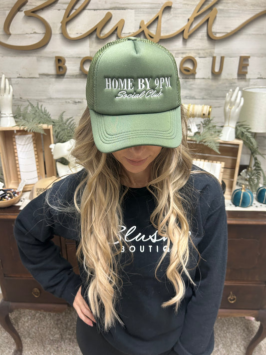 Home By 9PM Social Club Trucker Hat