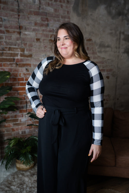 Plus Size Plaid Long Sleeve Top