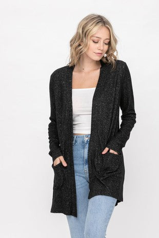 Open Front Long Sleeve Soft Knit Cardigan