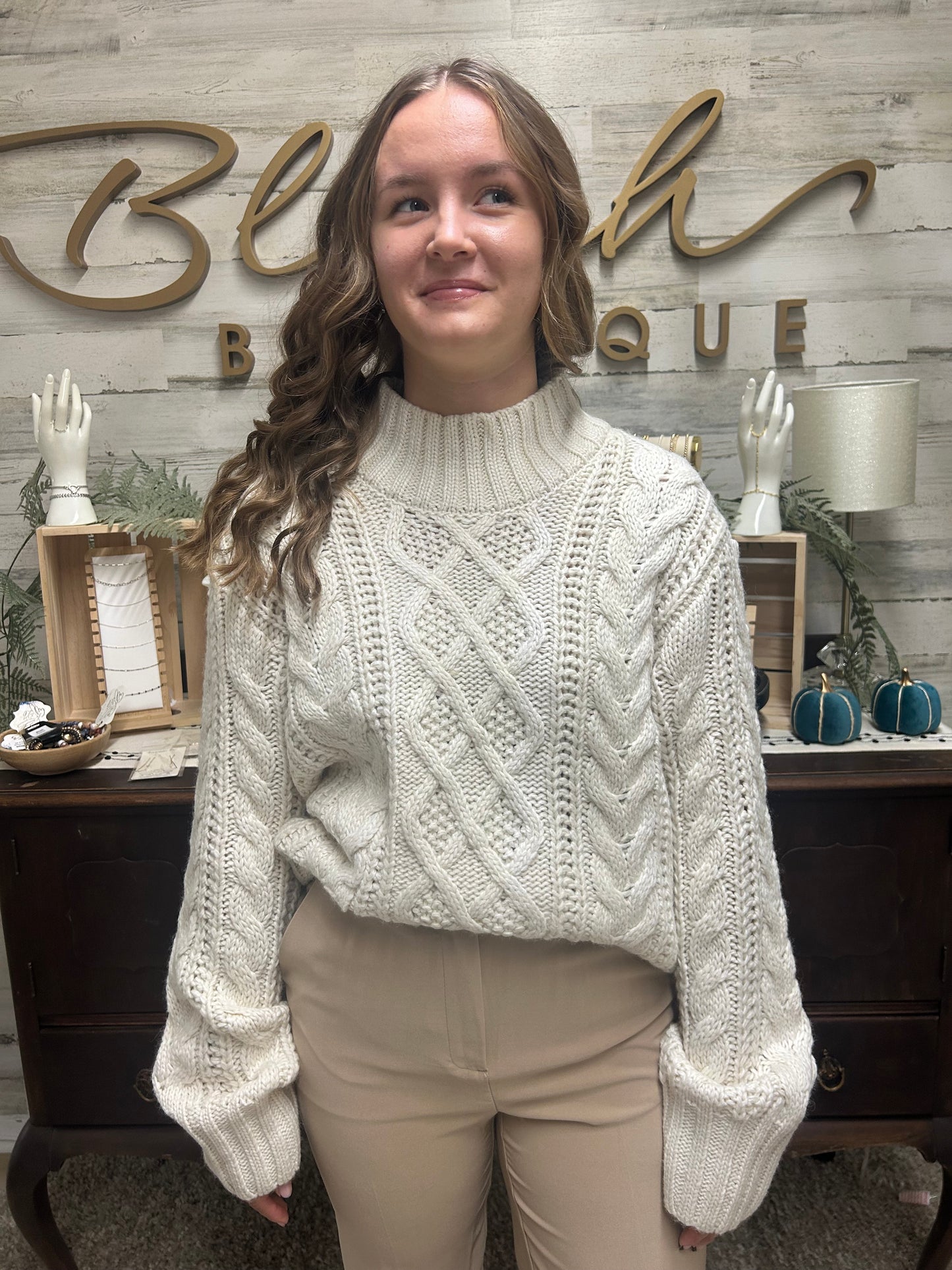 7 Diamonds - Timeless Chunky Knit Sweater - Mock Neck