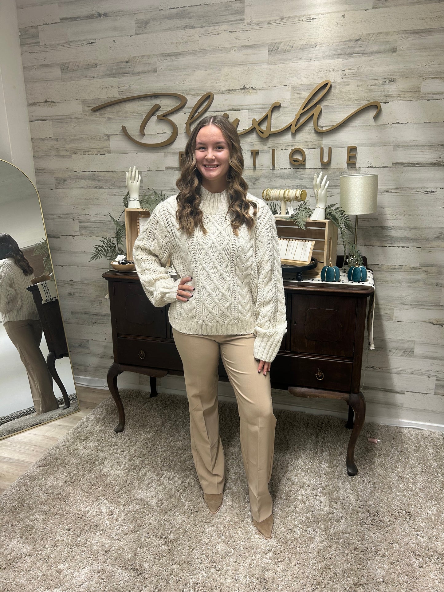 7 Diamonds - Timeless Chunky Knit Sweater - Mock Neck