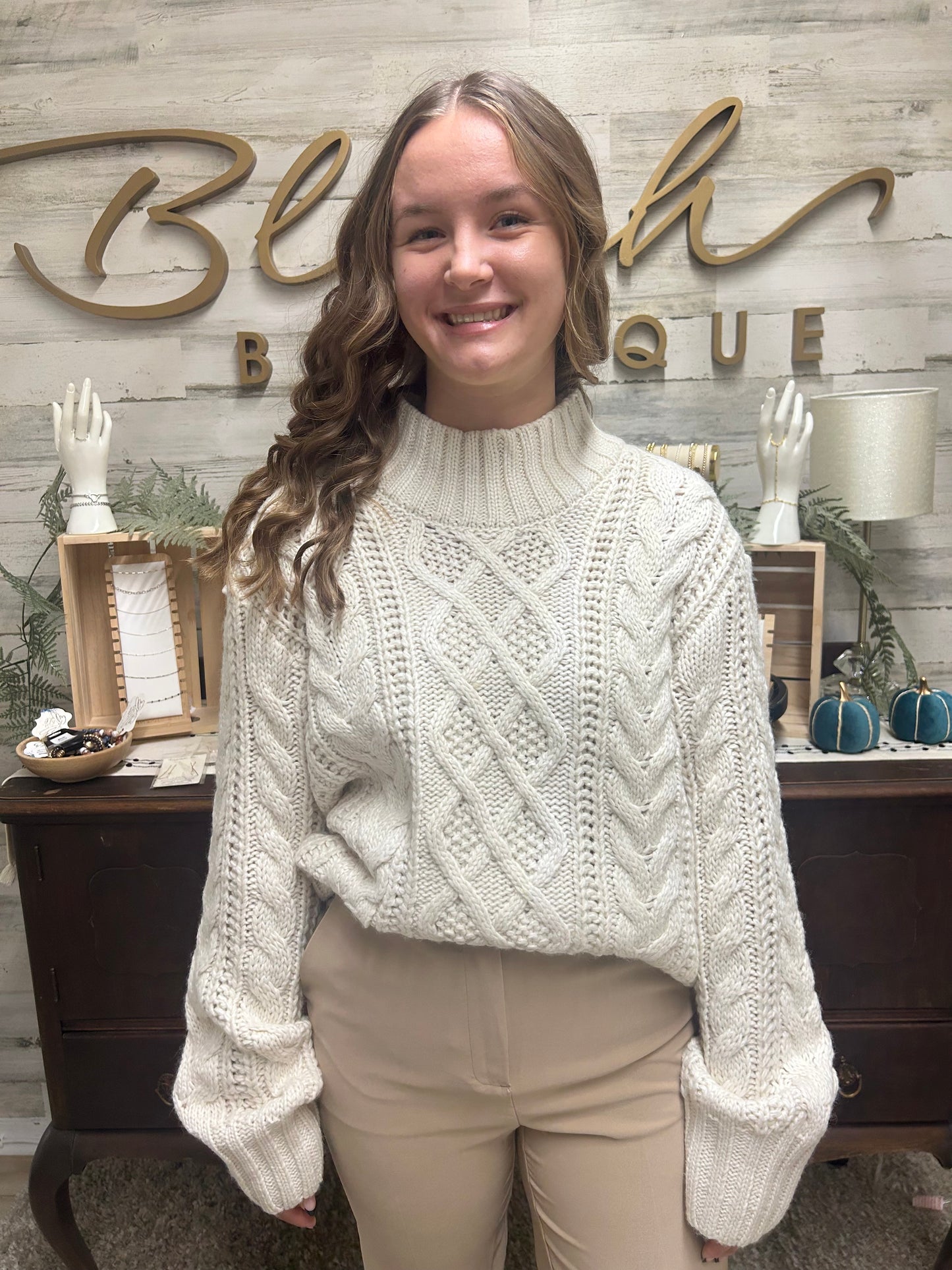 7 Diamonds - Timeless Chunky Knit Sweater - Mock Neck