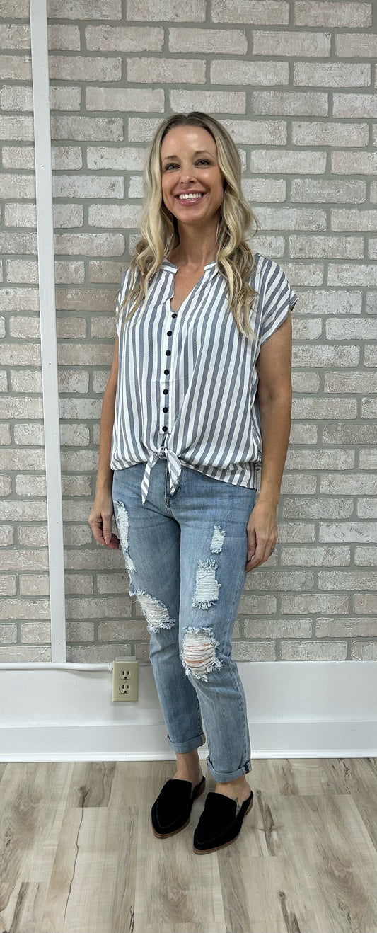 Stripe Button Down Top