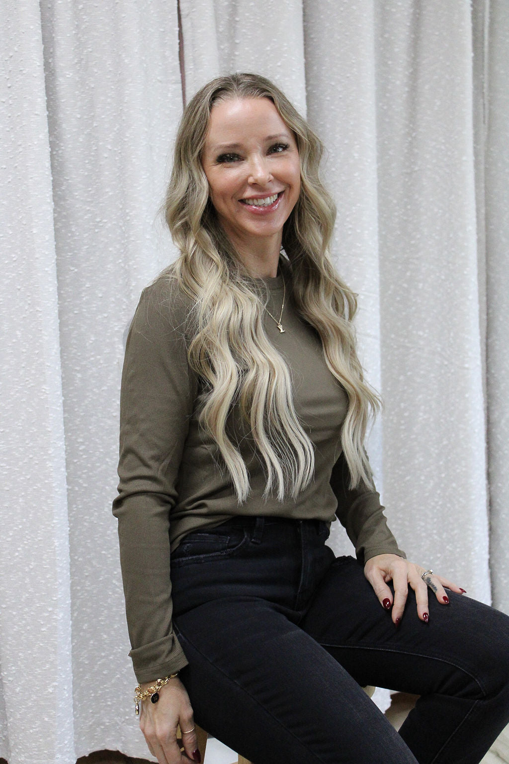 Long Sleeve Fitted Crewneck Top