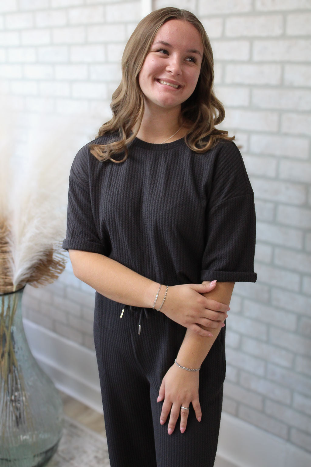 Mika Rose Waffle Knit Set