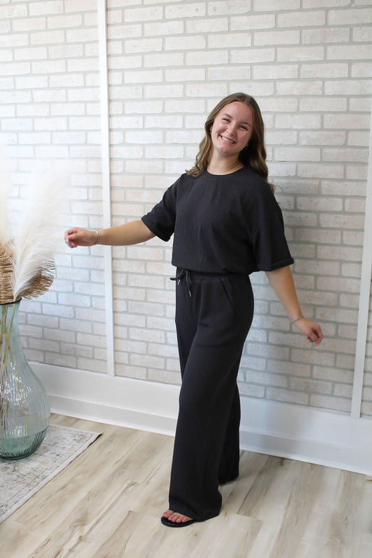 Mika Rose Waffle Knit Set