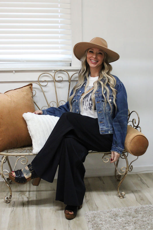 Black Linen Wide Leg Pants