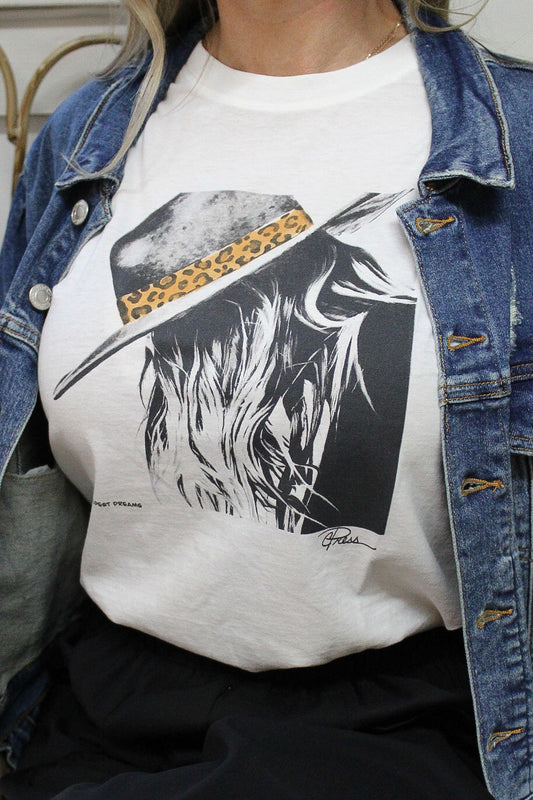 Leopard Hat Graphic Tee by C. Press