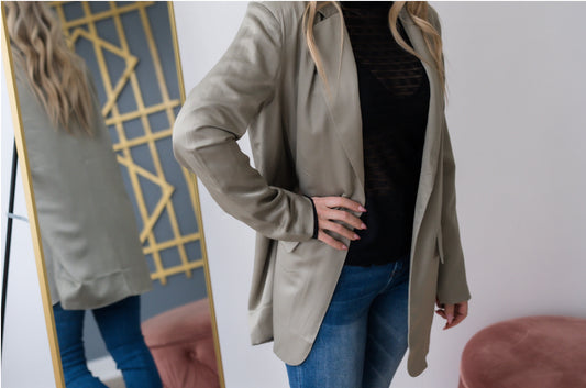 Satin Blazer - Olive or Tan